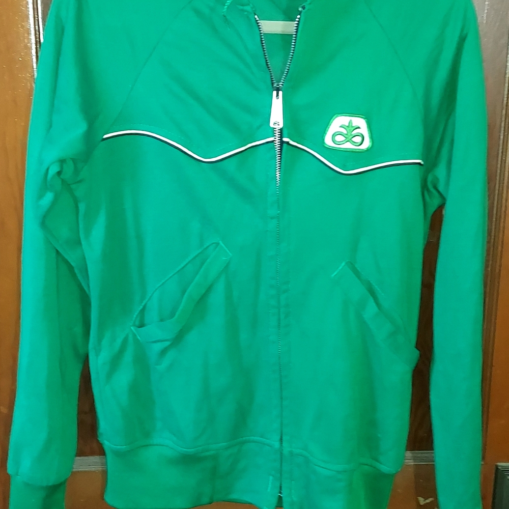 Green Zip-Up Jacket with Logo